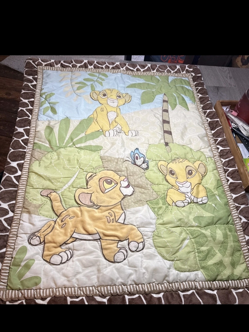 Disney The Lion King Baby Quilt - Yellow & Green Jungle Print